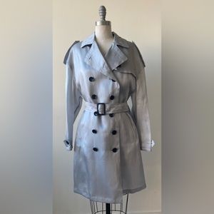 BURBERRY DILLINGFORD SILK GREY TRENCH COAT